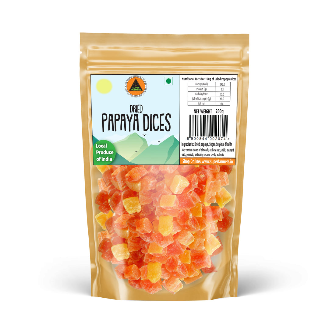 Dried Papaya (Dice) | Tropical, Sweet & Chewy Cubes